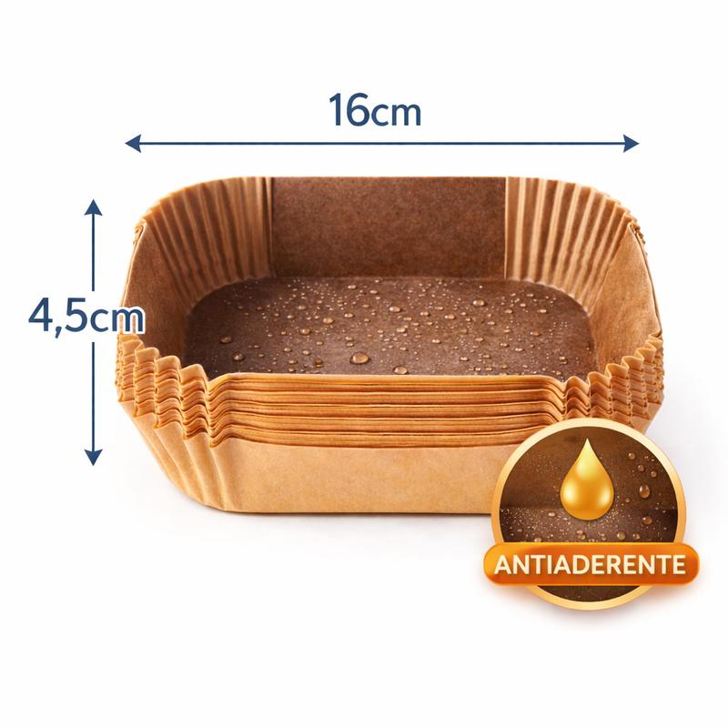 Kit Formas Descartáveis Antiaderentes para Airfryer Universal - 50 Unidades
