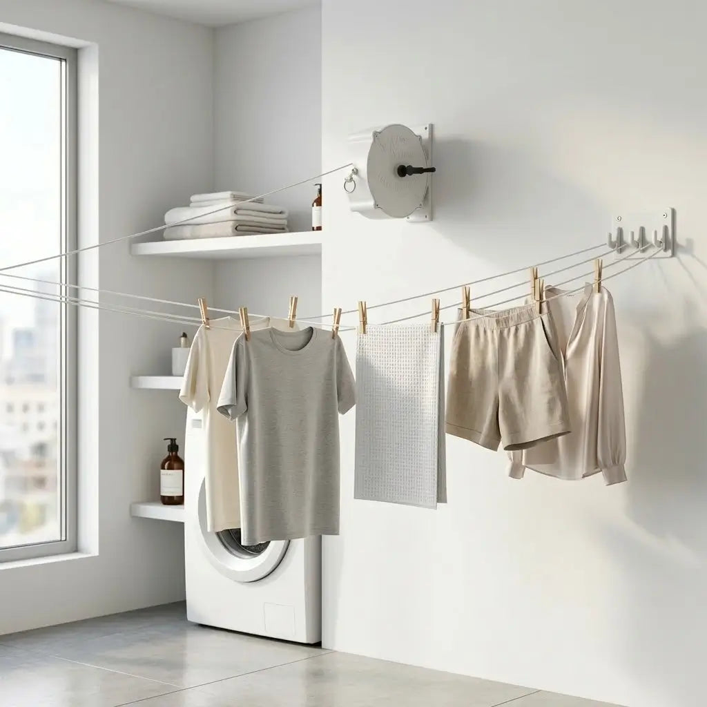 Varal retrátil 30 metros + 10 prendedores e buchas para instalação inclusas