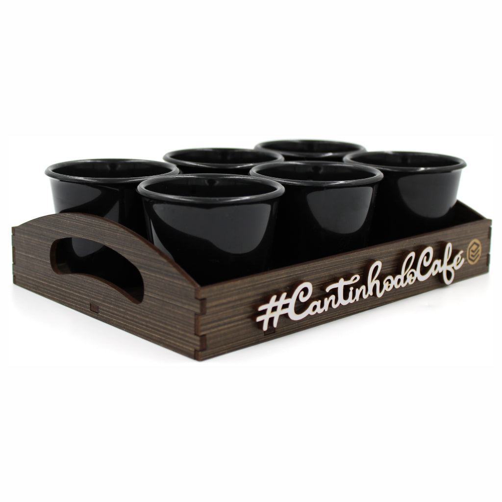 Bandeja Cantinho do Café com 6 Xícaras Acrílicas
