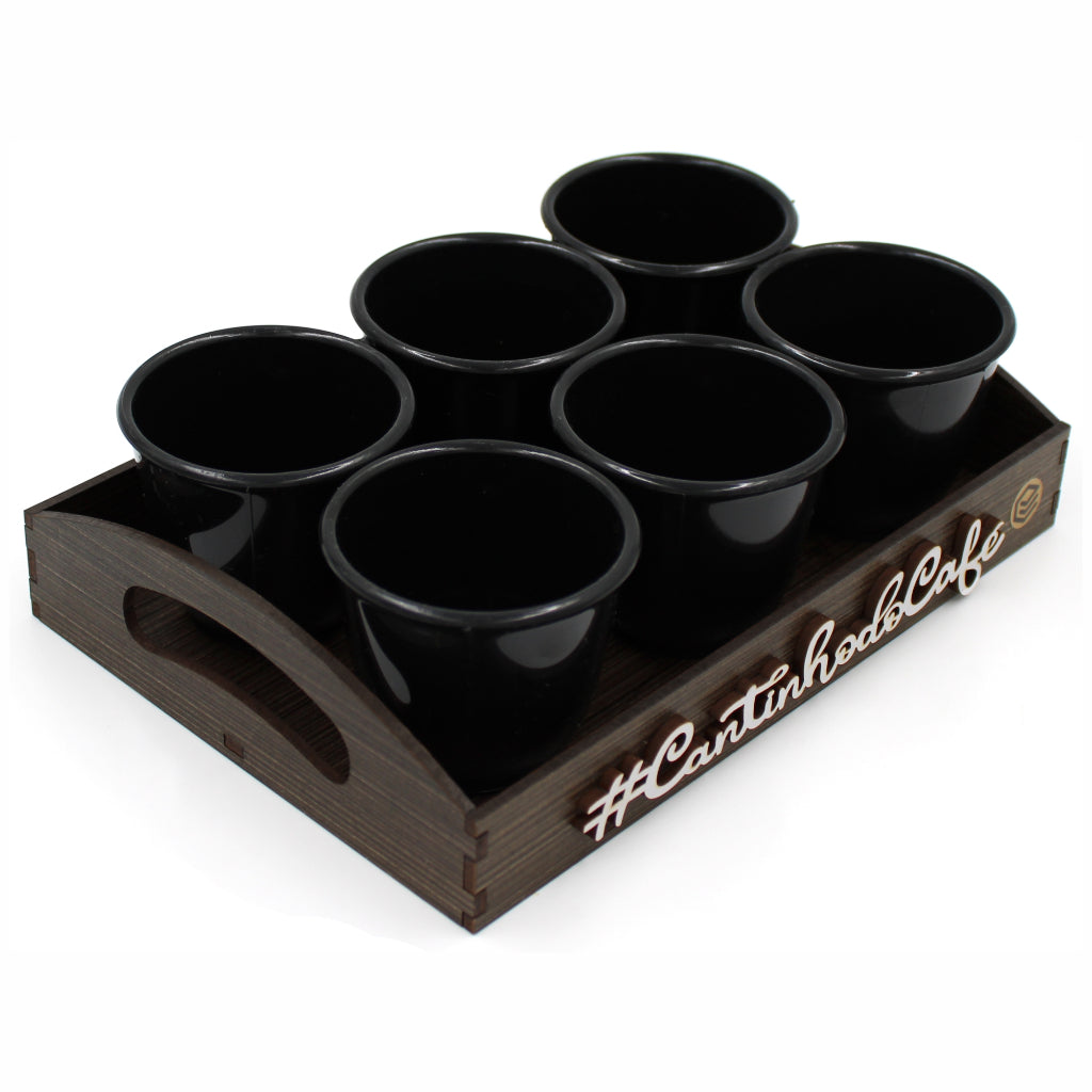 Bandeja Cantinho do Café com 6 Xícaras Acrílicas