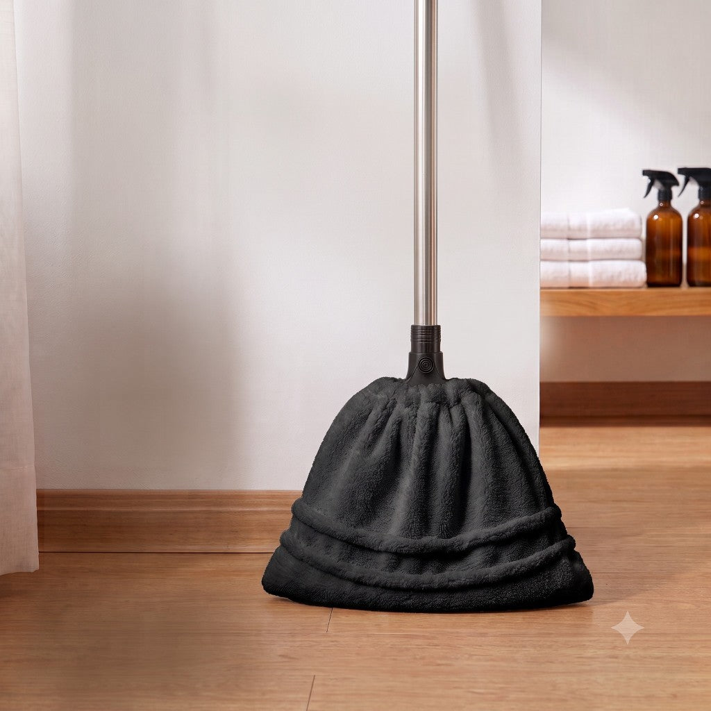 Capa de vassoura de microfibra reutilizável preta