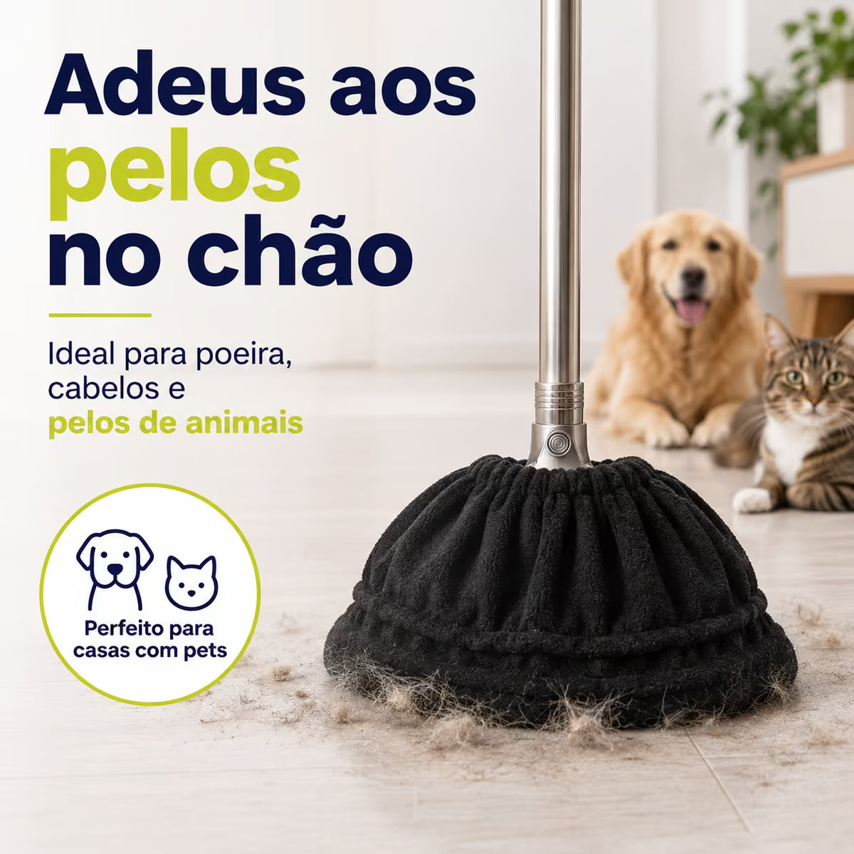 Capa de Vassoura em Microfibra Reutilizável – Pega Poeira, Cabelos e Pelos - Envio nacional (Cópia)
