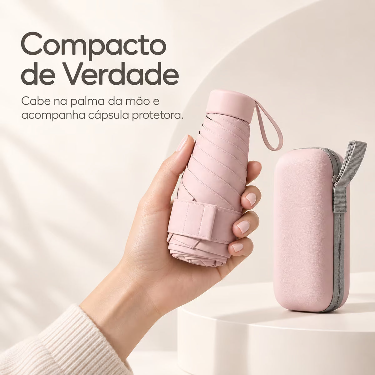 Mini Guarda-Chuva Cápsula UPF50+ – Compacto para Bolsa