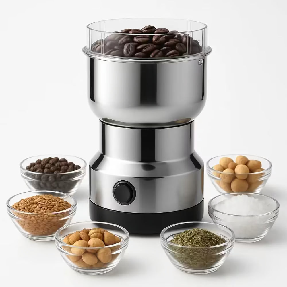 Moedor Elétrico Multifuncional de Café e Especiarias em Aço Inox – 4 Lâminas
