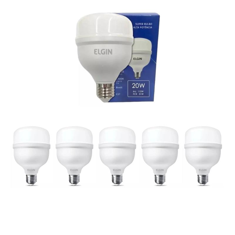 Kit Lâmpadas LED Elgin 20W Bivolt Branco Frio E27 — Original INMETRO - Envio nacional