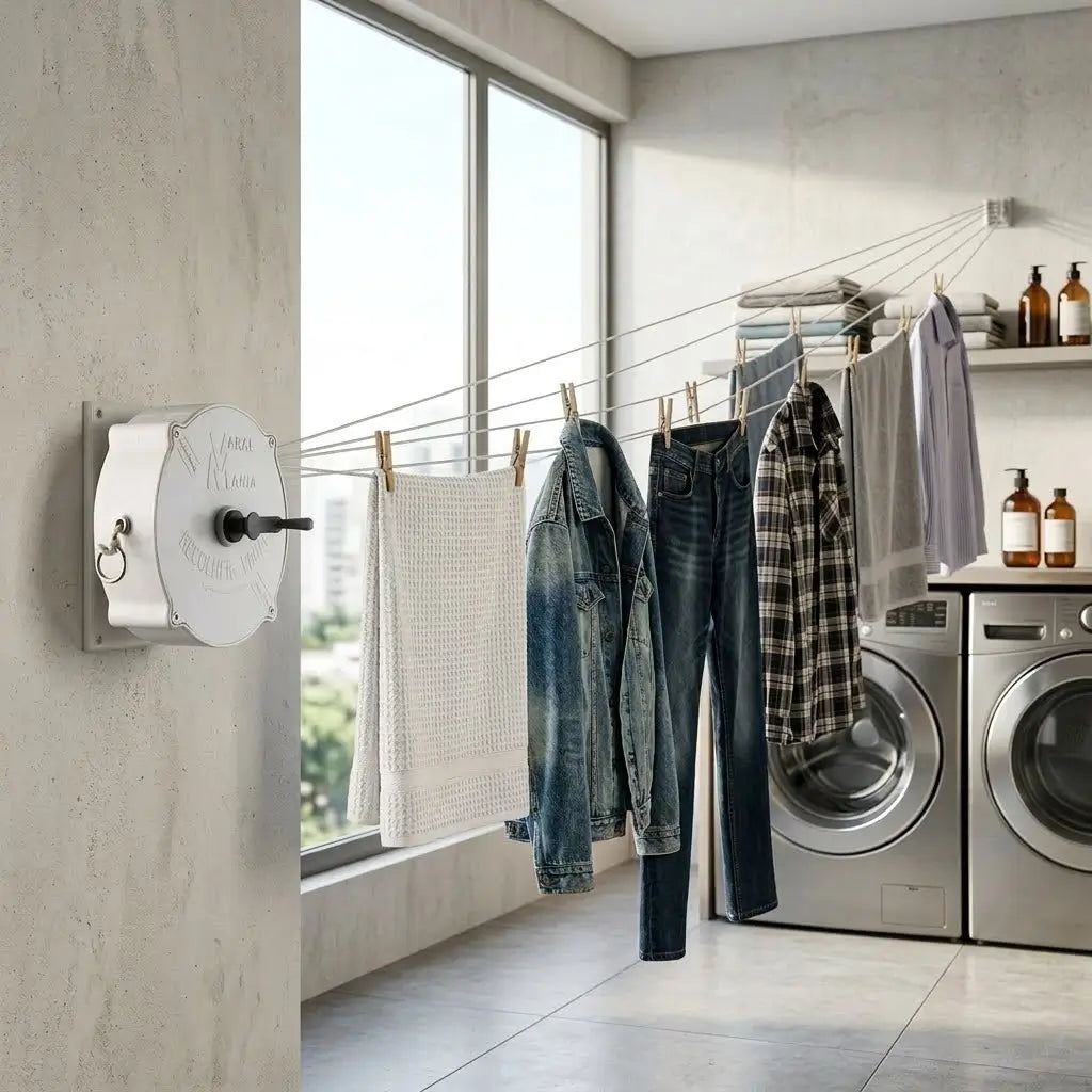 Varal retrátil 30 metros + 10 prendedores e buchas para instalação inclusas