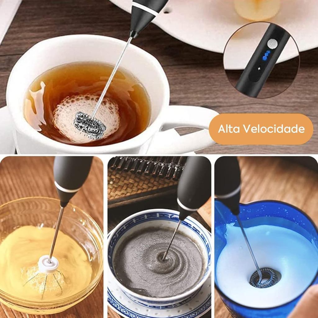 Mini Mixer Portátil Recarregável — Misturador de Bebidas e Espumador de Leite