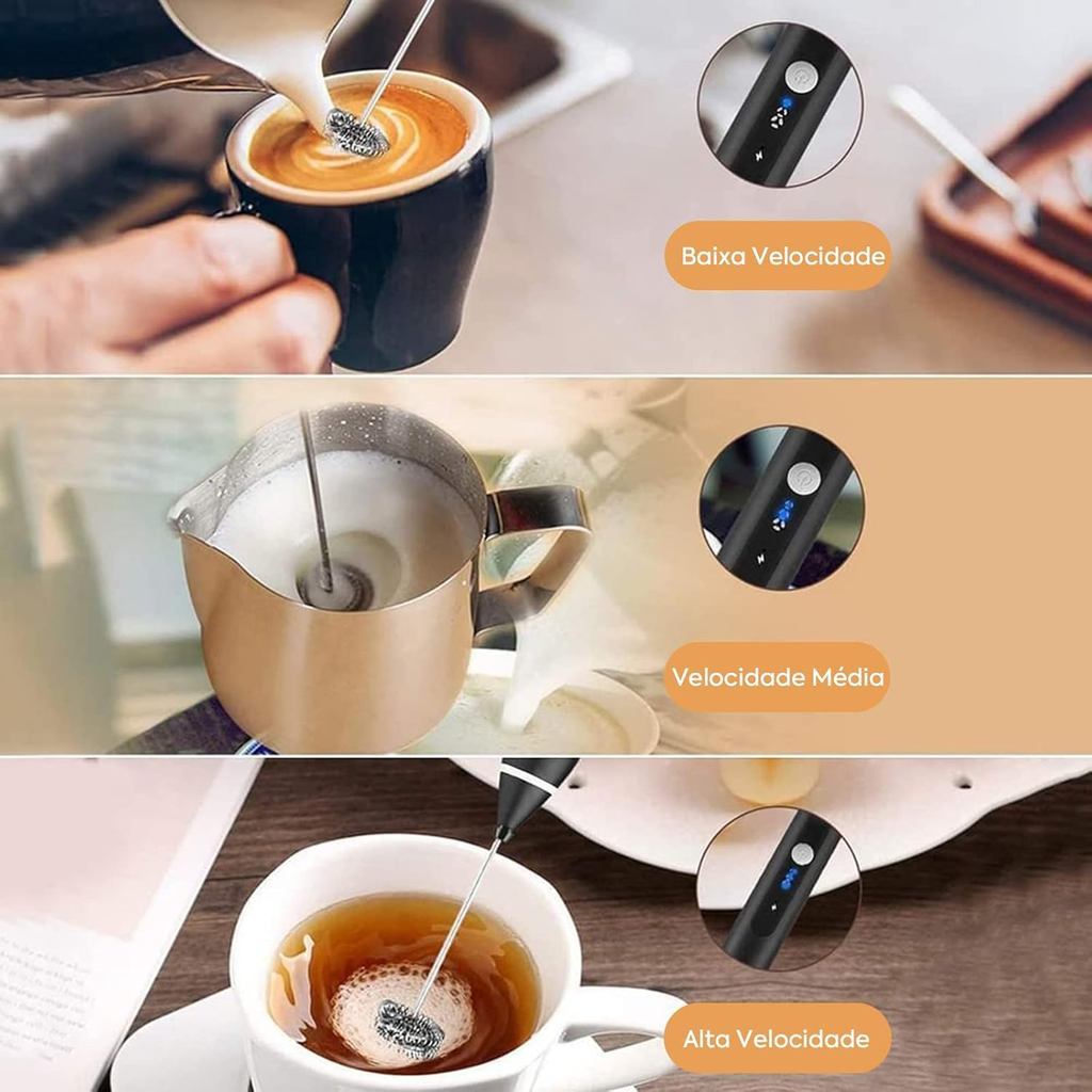 Mini Mixer Portátil Recarregável — Misturador de Bebidas e Espumador de Leite