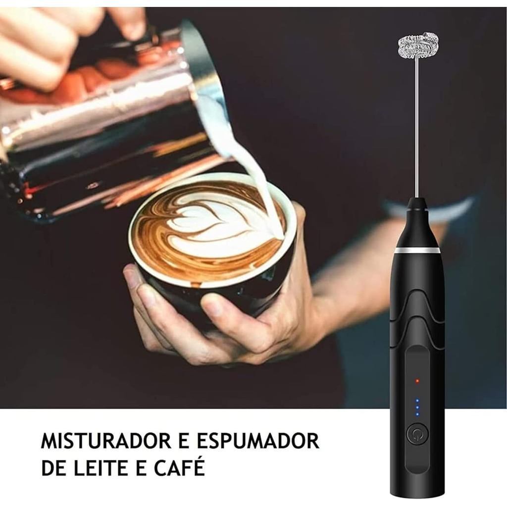 Mini Mixer Portátil Recarregável — Misturador de Bebidas e Espumador de Leite