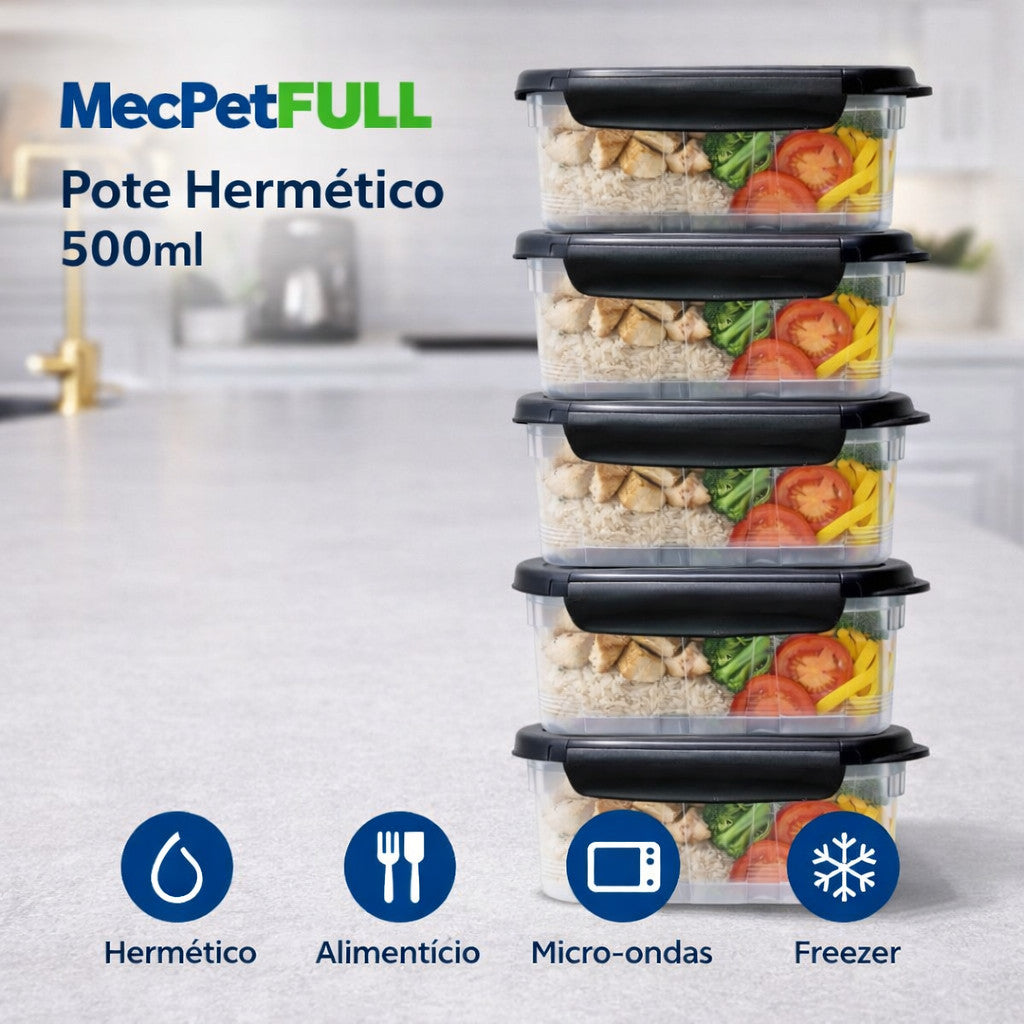 Kit Marmita Pote 500ml com Travas Laterais — Livre de BPA