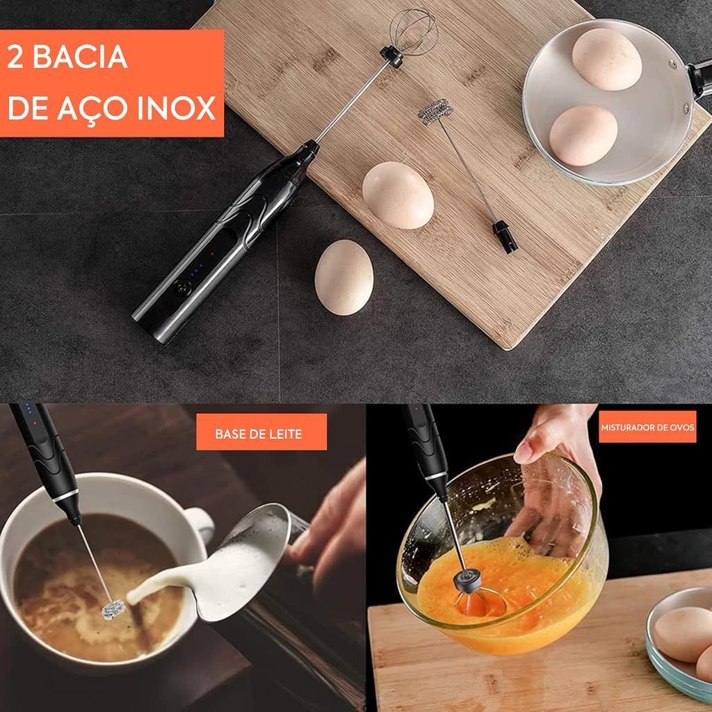 Mini Mixer Portátil Recarregável — Misturador de Bebidas e Espumador de Leite