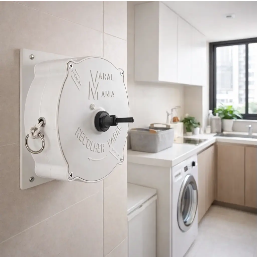 Varal retrátil 30 metros + 10 prendedores e buchas para instalação inclusas